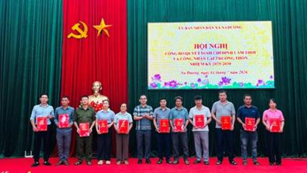XÃ NA DƯƠNG CÔNG BỐ QUYẾT ĐỊNH VỀ TỔ CHỨC,  CÔNG TÁC CÁN BỘ Ở CÁC THÔN